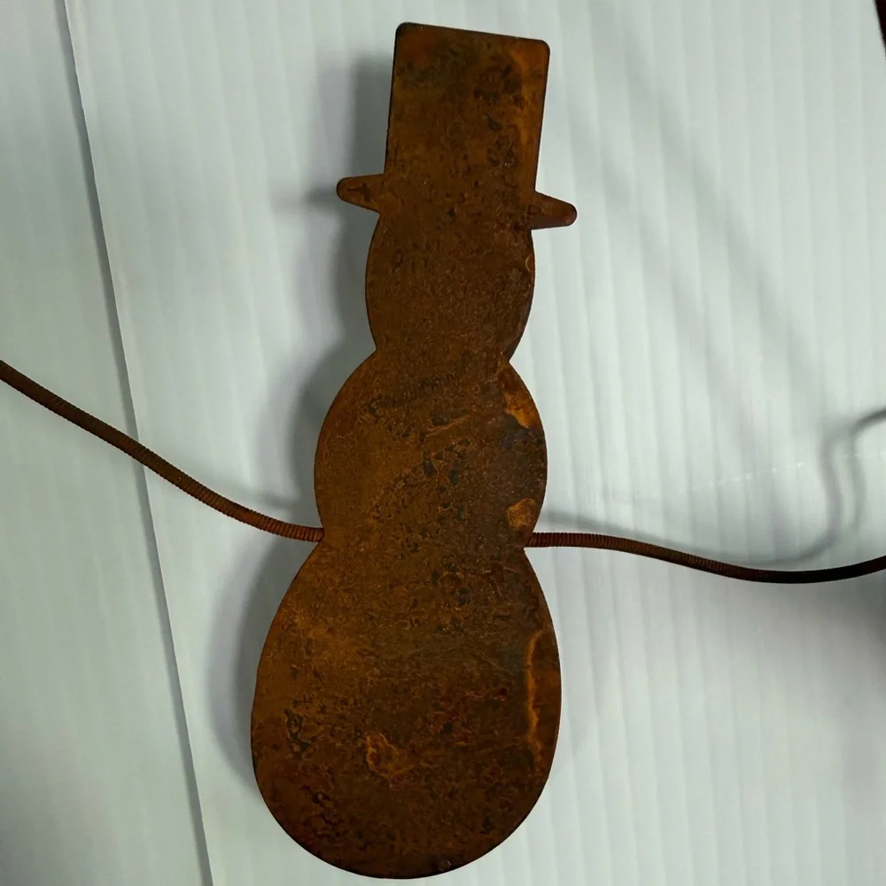 Rustic Metal Snowman Garland - Set of 2